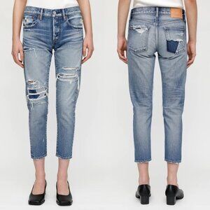 NEW Moussy Vintage Japanese Denim Distressed‎ Straight Blue Jeans Size 26 Button